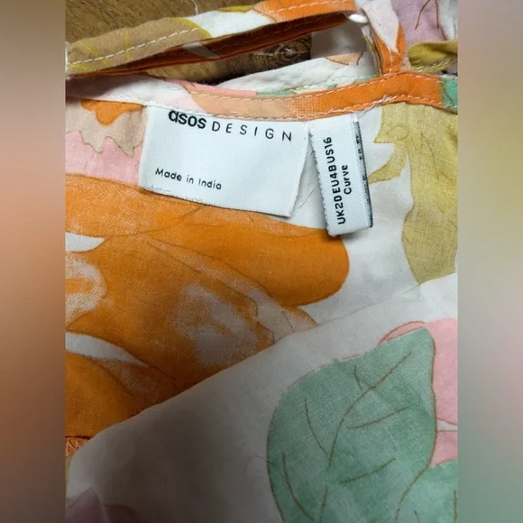 ASOS DESIGN curve ruffle maxi sundress featuring a retro floral print - size 16 - Picture 5 of 15